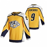 Nashville Predators 9 Filip Forsberg Yellow Adidas 2020-21 Reverse Retro Alternate Jersey Dzhi,baseball caps,new era cap wholesale,wholesale hats
